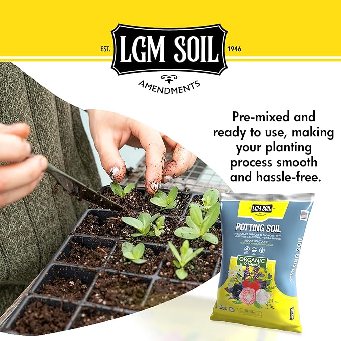 LGM Soil All-Purpose Potting Soil Mix - Organic Houseplant Soil - Natural Potting Mix for Indoor & Outdoor Plants - Potting Soil for Gardening - Ideal for Rooting Cuts & Germinating Seeds (0.5 Cu Ft)