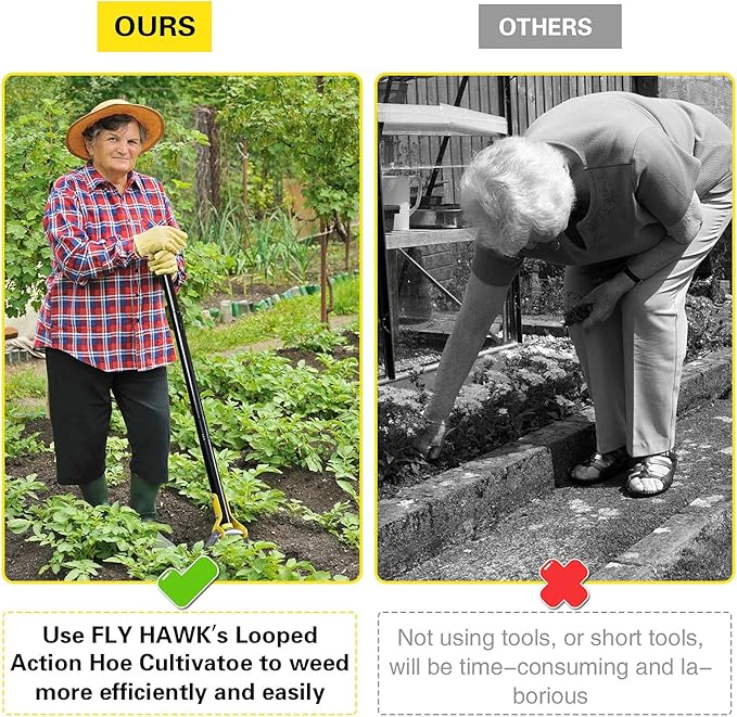 72 inch Garden Hoe， weeding tools for garden,Handheld Weeding Rake Planting Vegetables Farm,Sharp Durable Gardening Gifts for Hoe Garden Tool Traditional Steel Quenching Forging Process