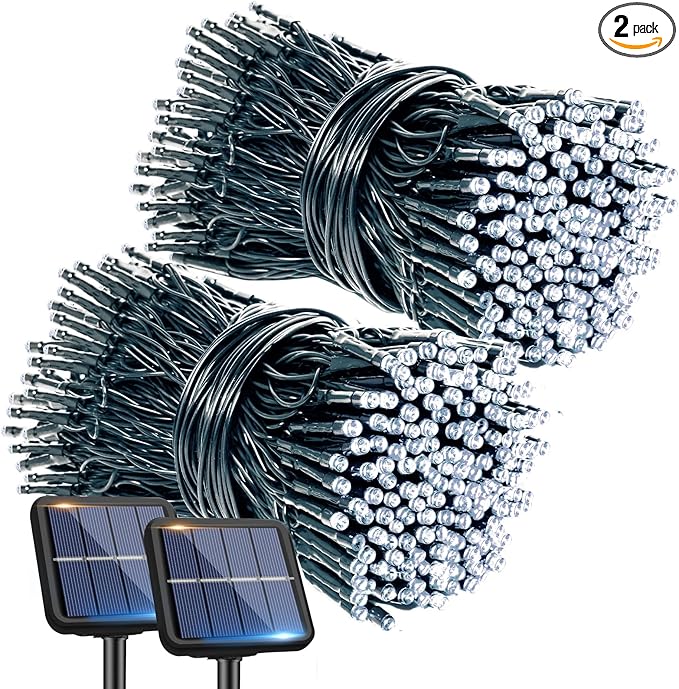 btfarm 2 Pack Solar String Lights Outdoor, Extra Long 240LED 78Ft Solar Christmas Lights Outside Waterproof, 8 Modes Solar Powered Tree Twinkle Light for Garden Yard Patio Party Decoration,Cool White