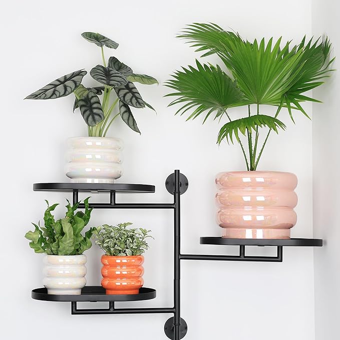 5.7 Inch +4.1 inch 2 pcs Ceramic Plant Pots for Indoor Plants, Rainbow Pearl Glaze Planter with Planters for Plants with Drainage Hole, Orchid Pots, Succulent Pot, Flower Pot (Orange)