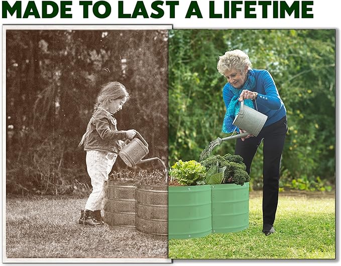 Galvanized Raised Garden Beds Outdoor // 3×3×1 ft Planter Raised Beds for Gardening, Vegetables, Flowers // Large Metal Garden Box (Light Green) // Patented Tool-Free Design