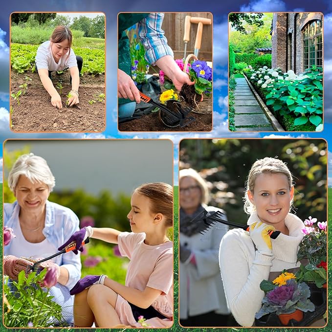 Weed Puller Tool, Artifact Garden Tools, 2024 Upgraded Uprooting Weeding Tool with Gloves, Manganese Steel Weed Remover Tool for Garden, Farm Weeding and Planting (11-Teeth)