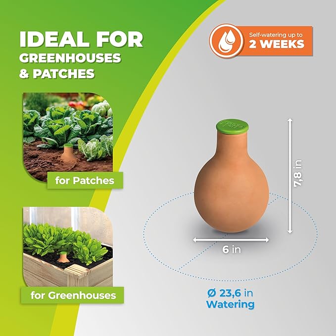 BioGreen Plant Self-Watering System Hydro MAX S | 0.3 gal | Irrigation Ø 23.6 in | Olla Made of Fired Clay | Environmentally Friendly | Terracotta