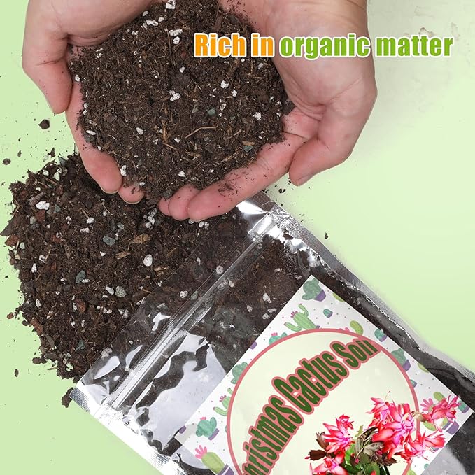 Christmas Cactus Potting Soil Mix 2qt, Ideal for Succulents, Christmas Cacti, and Other Indoor Potted Plantings