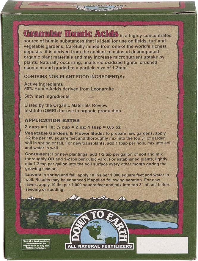Down to Earth Organic Granular Humic Acids Fertilizer Mix, 1 lb