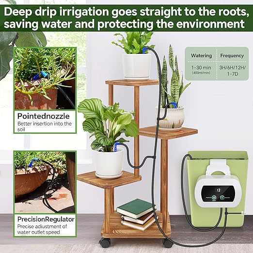 Automatic Watering System with Self Plant Watering Devices,Indoor Watering System for Potted Plants with Customize Schedule Water Timer,USB Power for Indoor Plant Watering System