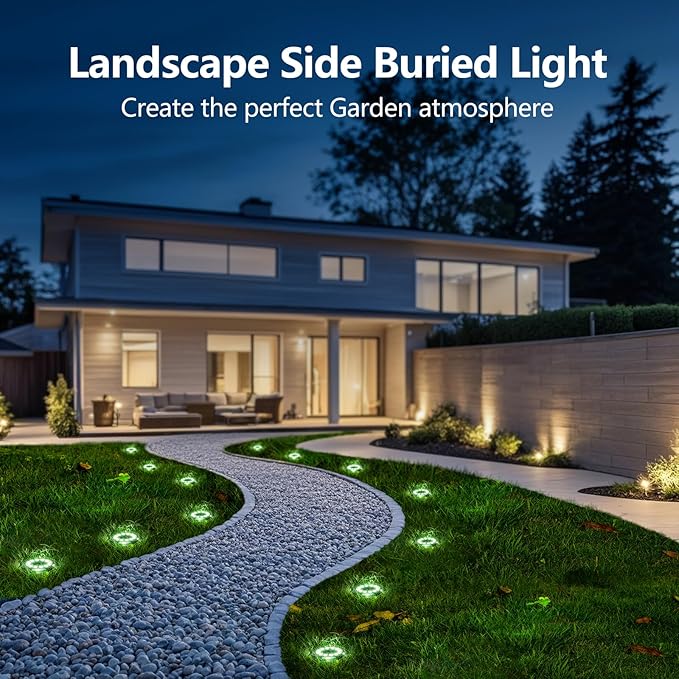 Solar Lights Outdoor Waterproof - New Upgraded Up and Side Light, 12 Pack 16 LED In-Ground Lights Outdoor Solar Lights for Yard Patio Garden Lawn Deck Outside Pathway Walkway Sidewalk (White Light)
