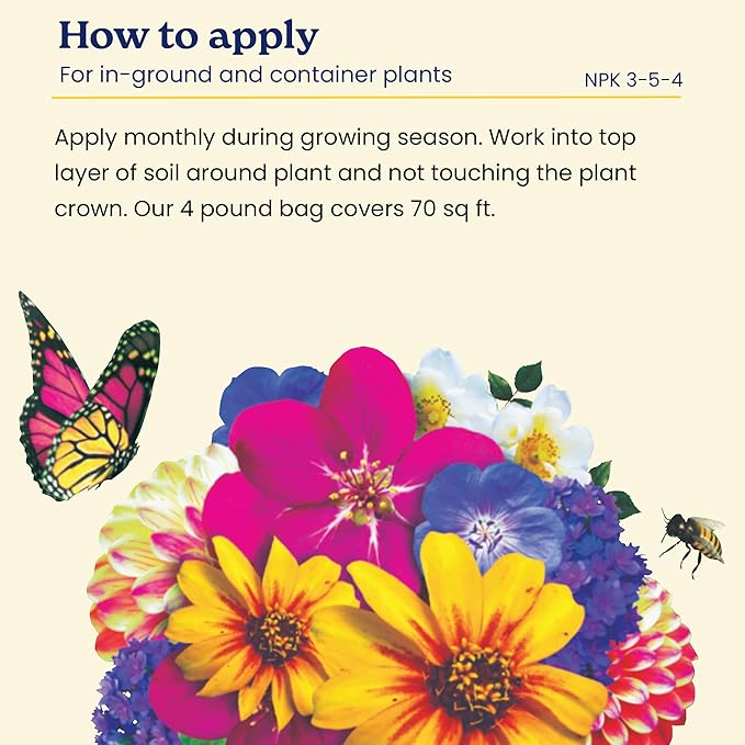 True Organic Annuals & Perennials Food – Organic Fertilizer for Stunning Blooms and Robust Foliage – 4lb Bag Covers 70 Sq. Ft.