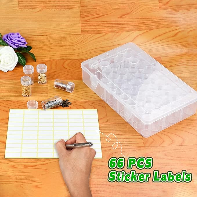 60 Slots Seed Storage Box, Seeds Storage Organizer with Label Stickers(seeds not included), Seed Container Storage used for Flower Seeds, Vegetable Seeds, Clover Seeds, Basil Seeds, Tomato Seeds