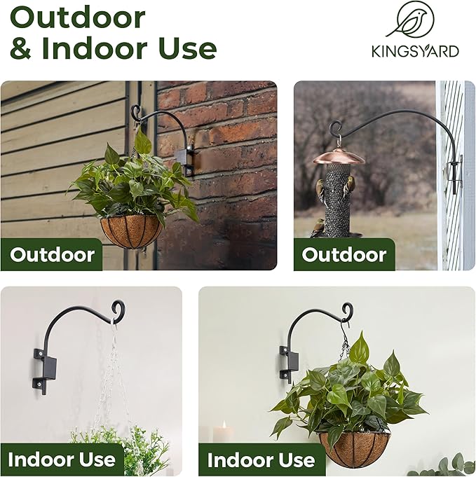 Kingsyard Swivel Plant Hangers Outdoor - 16 Inch Heavy Duty Wall Plant Hooks for Hanging Plant Baskets Bird Feeder Lanterns Wind Chimes