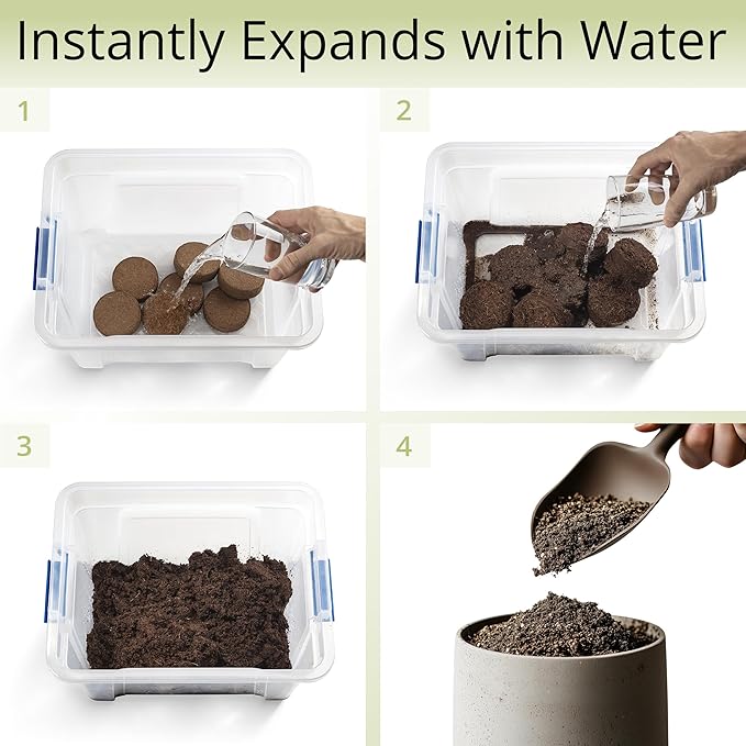 Coconut Coir Potting Soil for Indoor Plants - Expands to 2.5 Quart (5.5 lb) | Perfect for General Houseplants, Herbs, and Bonsai Trees - Expands with Water