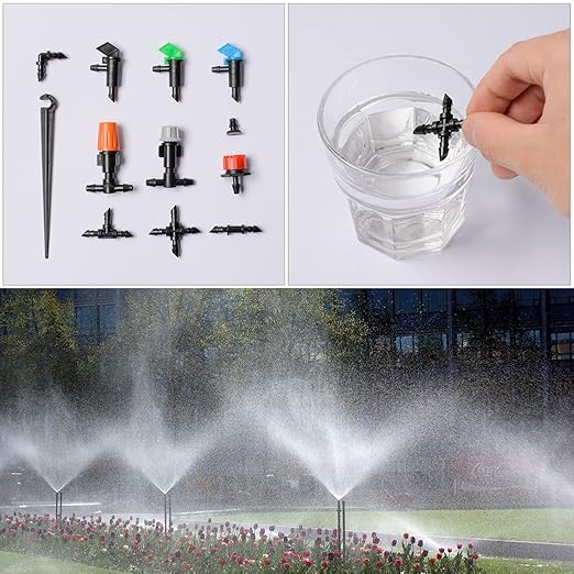 190 Pcs Barbed Connectors Irrigation Fittings Kit,Drip Irrigation Barbed Connectors 1/4''Tubing Fittings Kit for Flower Pot Garden Lawn(Straight Barbs,Single Barbs,Tees,Elbows,End Plug,4-Way Coupling)