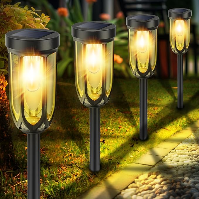 Solar Pathway Lights Outdoor 8 Pack, Solar Lights Outdoor Waterproof IP65, Bright Auto On/Off Driveway Patio Light, LED Solar Garden Lights Landscape Lighting for Walkway Lawn Yard
