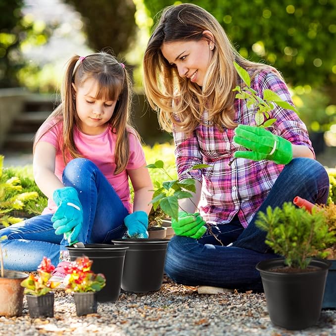 Anyumocz 120Pcs 0.5 Gallon Plant Nursery Pots,Plastic Pots with Drainage Holes,Garden Flower Container Seedling Pot for Planting,Transplanting,Succulents,Cuttings(Black)