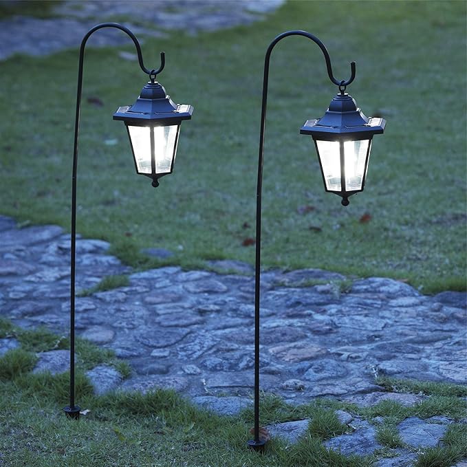MAGGIFT 37.8 Inch Hanging Solar Lights for Outside Solar Garden Lights Decorative Lanterns with 2 Shepherd Hooks Waterproof Landscape Lighting for Lawn Patio Yard Pathway Driveway,2 Pack