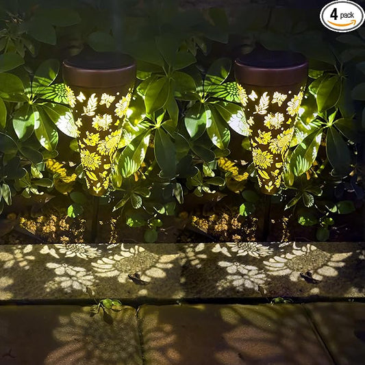 4 Pack Sunflower Solar Pathway Lights - Outdoor Waterproof Garden Decor, Pathway Landscape Lights for Backyard Patio Path Yard Lawn Walkway