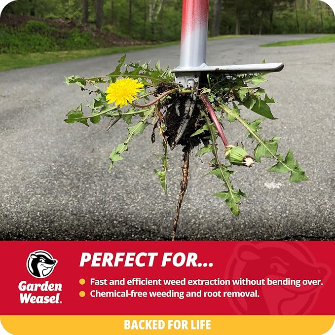 Garden Weasel WeedPopper Step & Twist - Long Handle | Easy Weeding and Puller Stand Up Tool | Dandelion and Crabgrass Remover, Heavy Duty Lawn Care | 95204