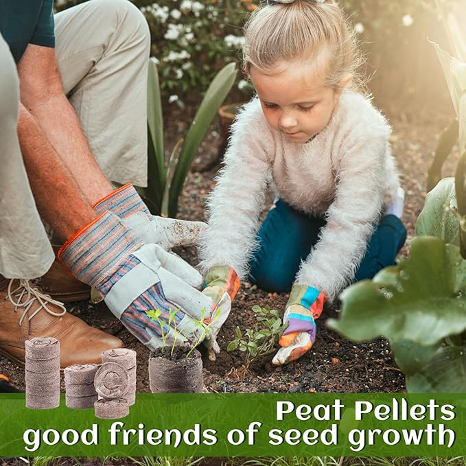 200 Pcs Peat Pellets for Seedling - 30mm Seeds Plant Starter Plugs, Compressed Fiber Garden Soil Block with 200 Labels, Plant Pods Bulk for Transplanting Herbs Flowers Vegetables