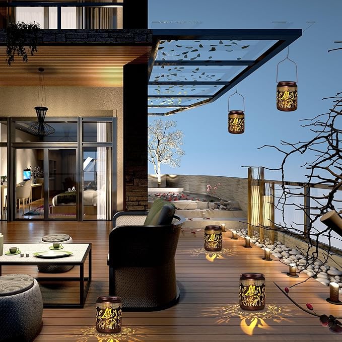 pearlstar Solar Lanterns Outdoor Waterproof Hanging Solar Lights Metal Butterfly Gifts for Women Mom Grandma Decor for Garden Yard Patio Balcony Path