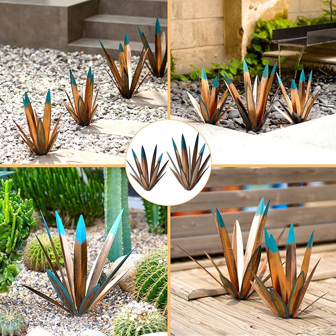 2pcs Metal Tequila Country Sculpture DIY Tequila Plant Home Decor Country Tequila Garden Ornament Indooutdoor Statuette Patio Lawn Patio Stake Decoration Gift to The Garden 12“