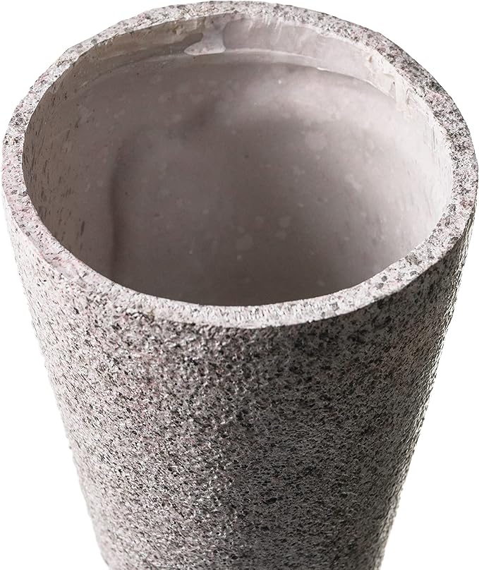 Cemetery Vase with Stakes - Plastic Flower Vases with 2 Ground Spikes, Draining Holes - for Garden, Lawn, Yard - Memorial Grave Decorations 12.7x3.4x3.9, Grey Granite Design