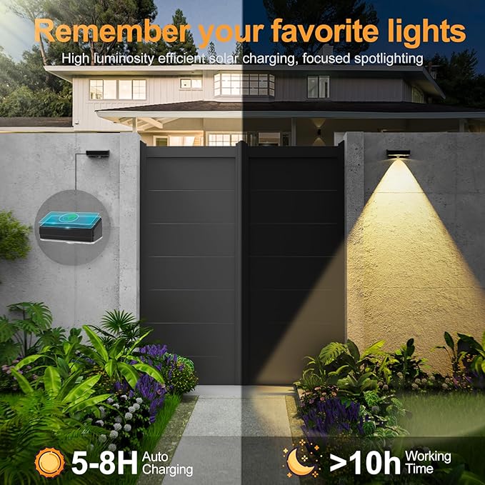 Solar Powered Outdoor Lights Waterproof IP65 Solar Fence Lights Outside Multicolor Led 12 Fixed Colors ＆RGB Color Changing for Pool, Deck, Patio, Porch, Stairs, Holiday Decorations (2)