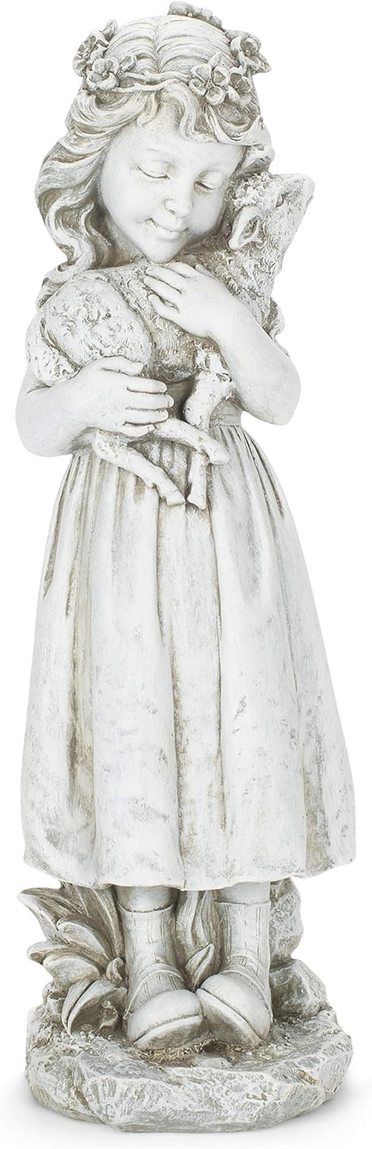 Joseph's Studio by Roman Inc., Girl with Lamb Garden Statue, Garden Collection, Religious Statue, Holy Family, Memorial, Angel, Patron Saint, Garden Décor (5x5x16)