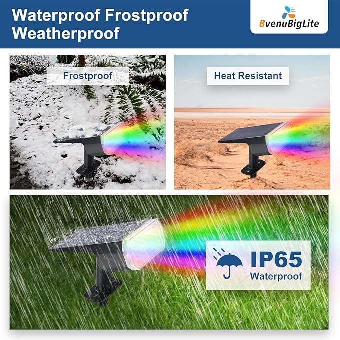 RGB Solar Lights for Outdoor: 7 Multicolor Solar Powered for Garden - Waterproof Led Spot Light Decorations for Yard - Dust to Dawn Uplighting Landscape Pathway Drive Patios 6PC