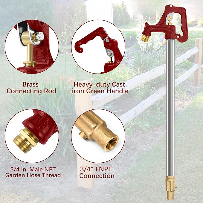 Frost Proof Yard Hydrant Frost Free Outdoor Faucet Freeze Proof Hydrant for Yard Garden Farm Pasture Irrigation,3/4" Water Faucet Pipe Connection,3.25ft Total Length 1’ Bury Depth No Lead