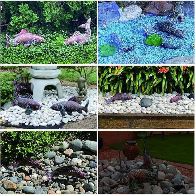 Set of 3 Garden Koi Fish Statue Antique Copper Fishes Outdoor Décor Garden Sculptures & Statues Metal Koi Fish Figurine Ornaments for Outdoors,Patio Decor,Backyard and Home Kitchen Decorations