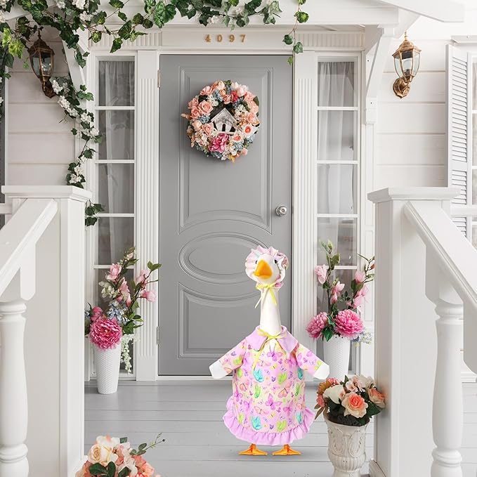 Spring Butterfly Goose Outfit Lawn Porch Goose Clothes 23" Spring Butterfly Outdoor Patio Yard Lawn Art Decoration