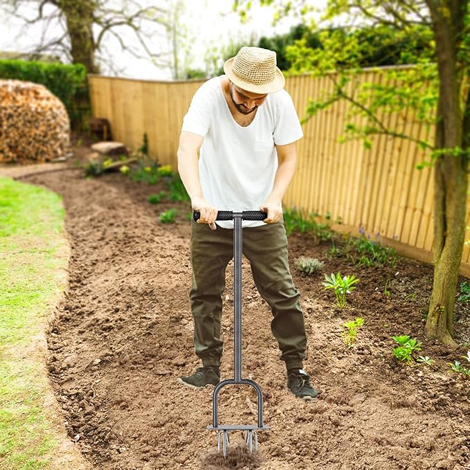 Dolibest Manual Twist Tiller, All-Steel Garden Claw Cultivator w/6 Stainless Steel Claws - Garden Claw Cultivator with Soft Rubber Grip, Hand Tiller Soil Ripper for Flower Box and Raised Bed