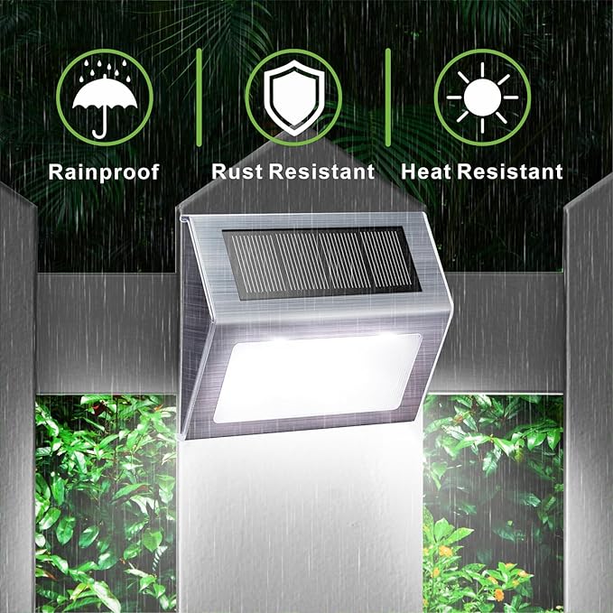 XLUX Solar Powered Lights for Deck Steps Stairs Fences Pathway Path, LED lamp, Outdoor Waterproof, White Light 12 Pack