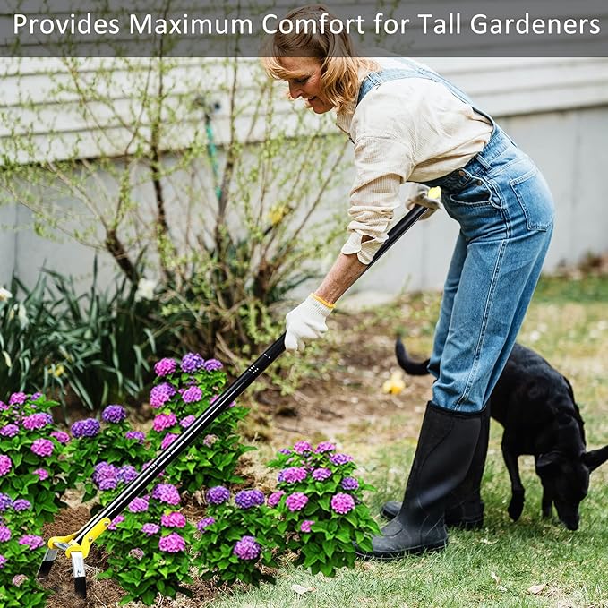 DonSail Hoe Garden Tool -Scuffle Garden Hula Hoes for Weeding Gardening Long Handle Heavy Duty - Adjustable Weeding Loop Stirrup Hoe 30-61 Inch Black