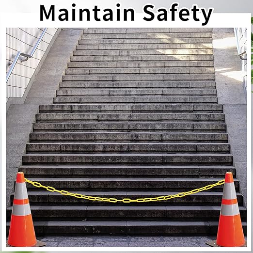 Vicenpal 50ft Plastic Barrier Chain Yellow Plastic Chain Links Weatherproof Safety Link Crowd Control Barriers Garden Fence Decoration (1 Pieces)