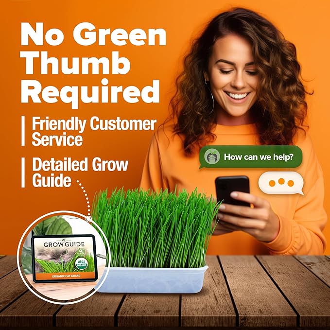 HOME GROWN Organic Cat Grass Seeds Pack 8oz – 7200 𝗡𝗢𝗡-𝗚𝗠𝗢 𝗨𝗦𝗔-𝗦𝗢𝗨𝗥𝗖𝗘𝗗 Heirloom Oat & Barley Grass Seeds for Indoor Cats – High Germination Hairball Relief, Pet Grass Ready in 7Days