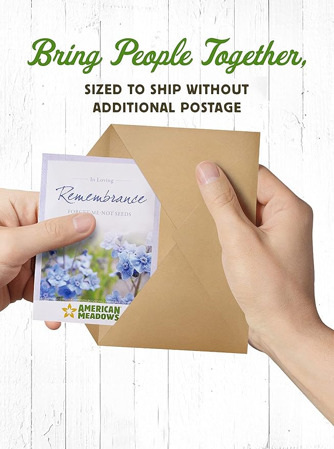 American Meadows Wildflower Seed Packets in Loving Remembrance Memorial Favors (Pack of 20) - Forget-me-Not Seed Mix, Favors for Funerals, Wakes, Viewings, Visitations, Memorial Services