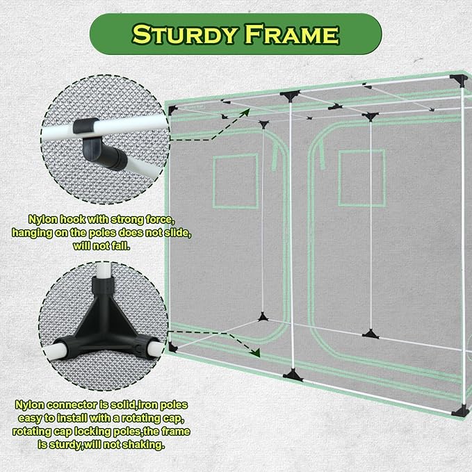 10x5 Grow Tent, 120"x60"x78" 600D Mylar Hydroponic Growing Tents for Plants Inside Reflective Grow Tent Growing Room Hydroponic System