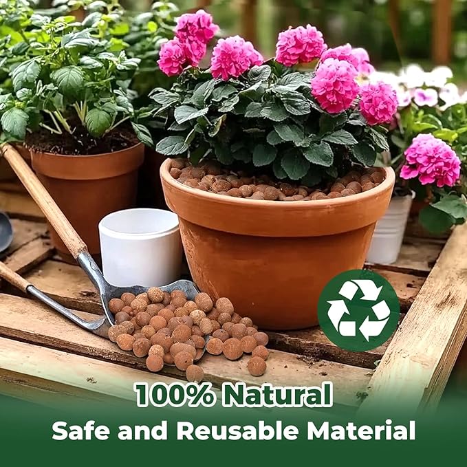 T4U Leca Clay Pebbles for Plants, 2 LBS 10-20 mm Clay Balls for Indoor Plants, Natural Clay Pebbles for Orchid Potting Mix, Hydroponic, Leca Pots, Plant Drainage, Garden Soil
