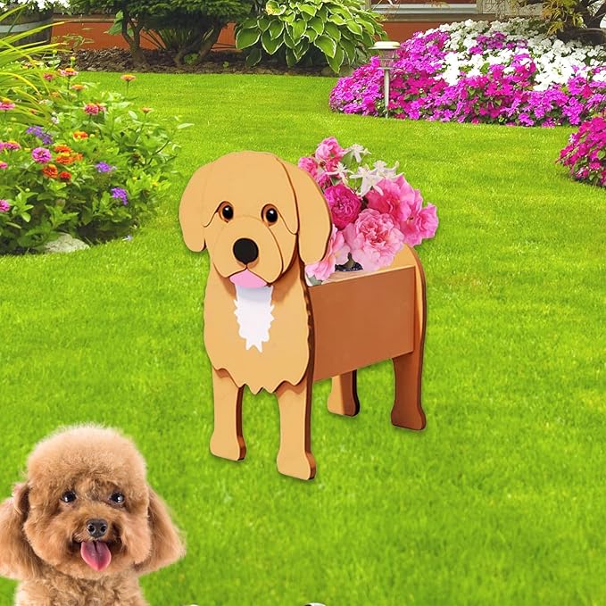 Cavoodle Dog Planter Plant Pots,Cute Garden Dog Flower Planter,Dog Planters Birthday Gifts for Women,Office,Indoor/Outdoor Decor（9.45 * 6.73 * 13.39in）