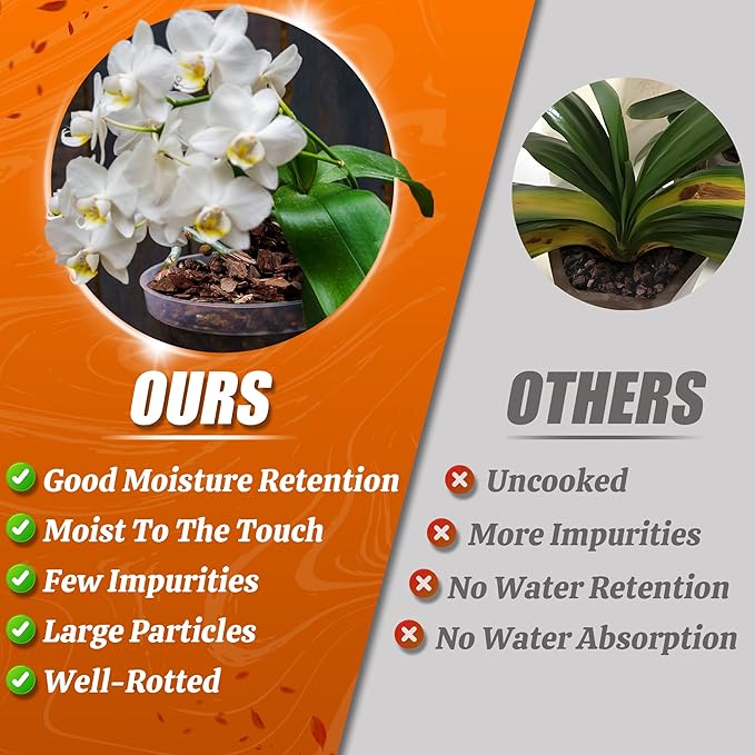 AVALUTION Orchid Potting Bark-3QT Organic Orchid Bark for Plants, All Natural Pine Bark Wood Chips for Houseplant Mulch, Orchid Plants Root Development, Mulch for Potted Plants