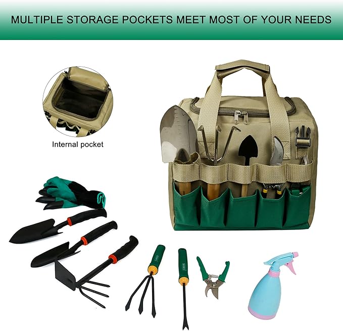 Folding Gardening Stool with Detachable Storage Tote Bag, Multifunctional Gardening Tools Set Organizer for Fishing and Camping,Portable Garden Chair Seat for Adults,Without Tools (Green)