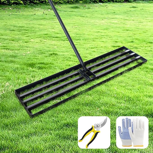 NITTO Lawn Leveling Rake – Heavy Duty Steel Rakes for Gardening with Ergonomic Easy Grip Handle – Multipurpose Landscape Rake for Lawn Care with Gardening Scissors, Gardening Gloves, Small Wrench