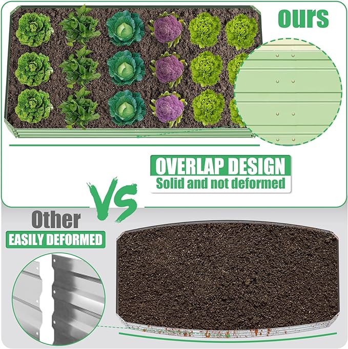 SnugNiture Galvanized Raised Garden Bed 6x3x1FT Outdoor Large Metal Planter Box Steel Kit for Planting Vegetables, Flowers