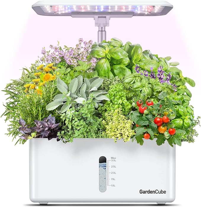 Hydroponics Growing System Garden: 8 Pods Indoor Herb Garden with Grow Light Plants Germination Kit Quiet Automatic Hydroponic Height Adjustable - Gardening Gifts for Women Kitchen White