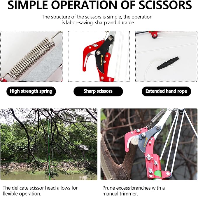 7-27 Feet Pole Saws for Tree Trimming, tree trimming manual branch trimmer set, extendable hand saw, long-handled trimmer with storage bag attachment.Green.