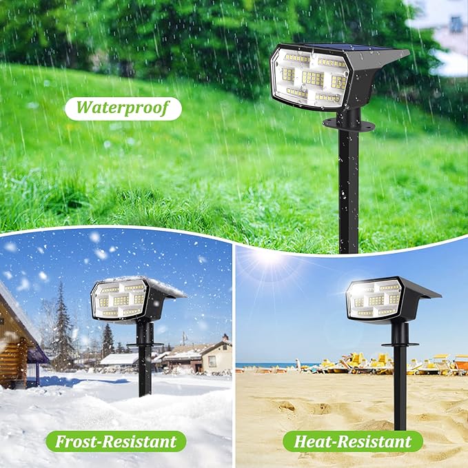 6-Pack Solar Spot Lights Outdoor, 59 LED Solar Lights Outdoor Waterproof, Outdoor Solar Lights for Yard with 3 Lighting Modes, Solar Landscape Spotlights for Garden Pathway Driveway Walkway