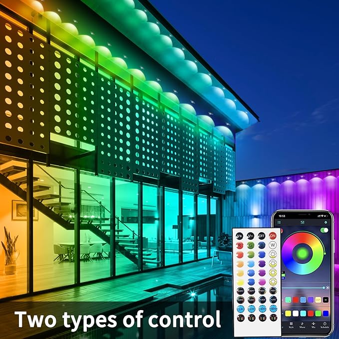 Permanent Outdoor Lights,200ft RGB Eave Light with App Control Remote,IP67 Waterproof LED Lights,Music Sync Outside Light for Christmas,Halloween,Garden,House Decorations