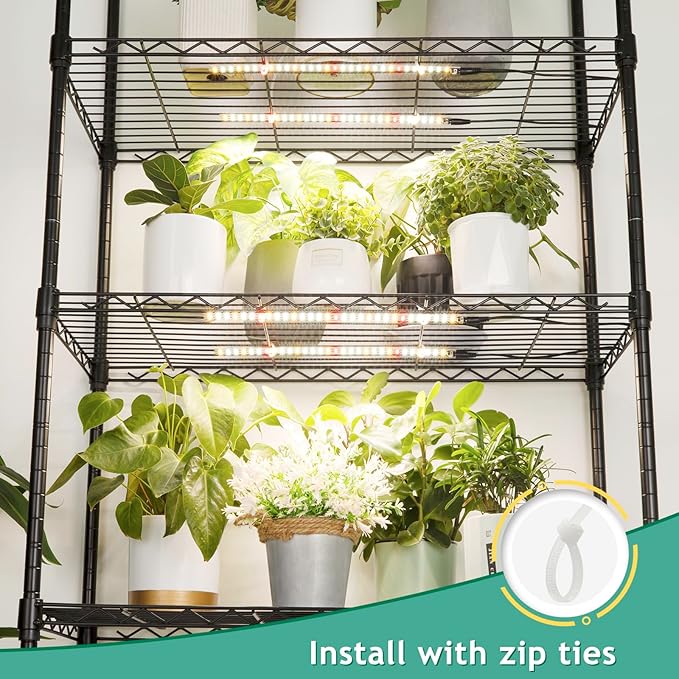 LBW Full Spectrum Grow Light Strip for Indoor Plants, Plant Grow Lights Indoor with 10 Brightness Levels & Timer 4/8/12 Hours, 480 LED Grow Lights for Plant Growing, 2 Pack