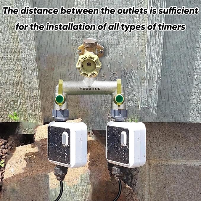 3/4-Inch Garden Hose splitter - Designed for installing multiple irrigation system timers - Suitable for high water pressure faucet manifolds - Freeze and rust resistant high flow 2-way valve